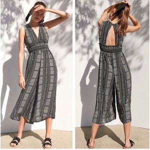 URBAN OUTFITTERS STRIPED ECOTE CULOTTE JUMPSUIT